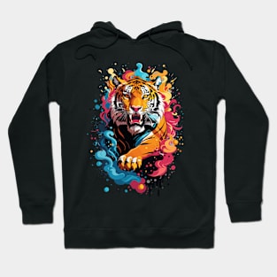 Color Splash Fierce Tiger Design Hoodie